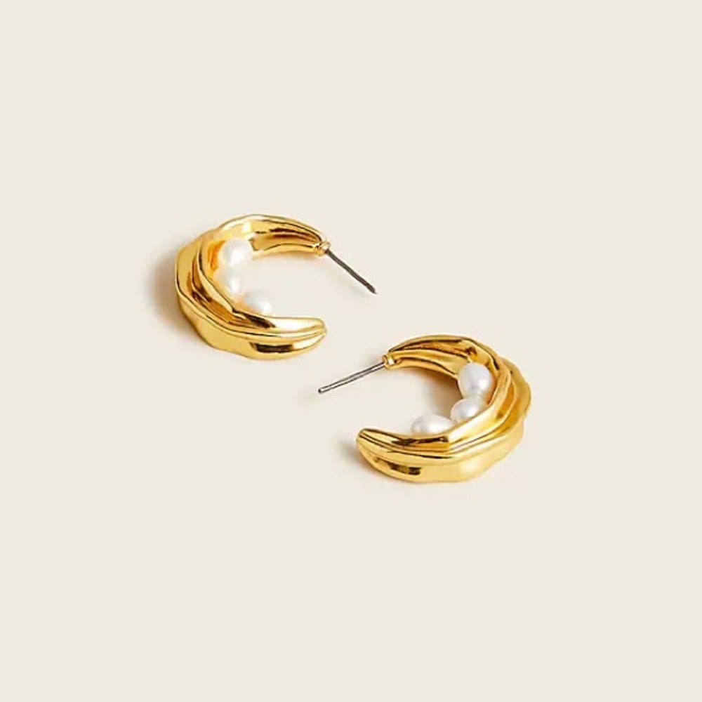 J. Crew Nested fresh water pearl hoop earrings